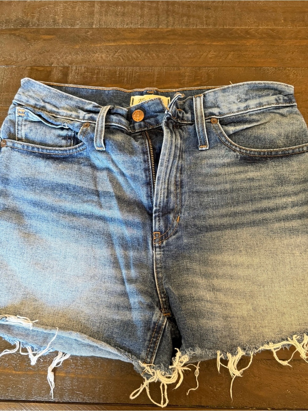 Madewell Light Blue Denim Shorts with Frayed Waist